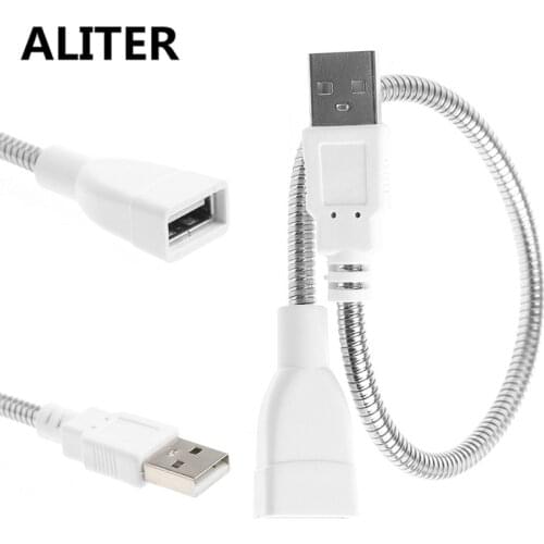 ALITER Flexible Metal Hose Power Supply USB Adapter Cable Extension Cord For Lamp Fan