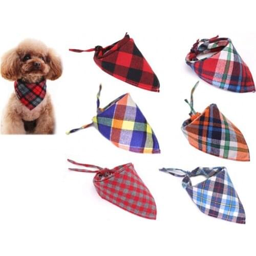 Hot Dog Bandanas Pet Accessories Bibs Frenulum Collar For Cat Puppy Saliva Towel Cotton Lattice Bib Scarf Pet Grooming Supplies