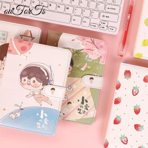 Fruit Print Notebook Planner Magnetic Buckle PU NoteBook Yearly Agenda Color Illustration Daily Plan Kawaii Stationery Planner
