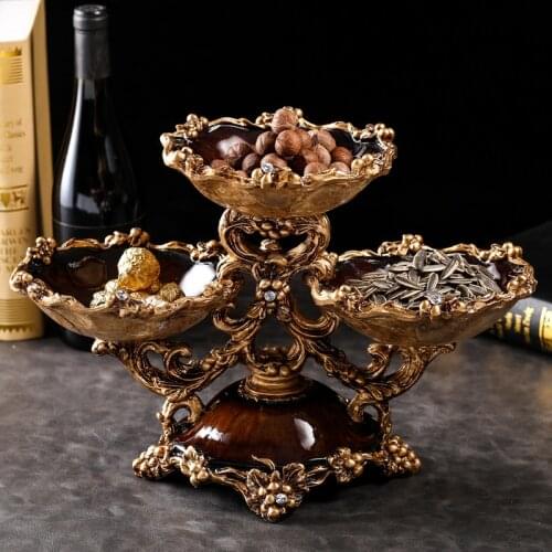 European layered dry fruit tray division living room household tea table set modern fruit tray American creative decoration deco