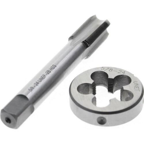 HSS 5/8 Inch -24 UNEF Right Hand Thread Tap And Die Set (5/8x24) Metric Screw Thread Tap Drill Machine Plug Tap Die