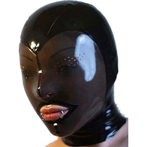 Latex costumes hoods masks w black zipper net eyes cat ears piggy