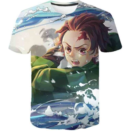 2021 Summer Demon Killer Childrens Breathable Anime Harajuku 3D Printed T-shirt Mens and Womens Short Sleeve Hip Hop Clothing