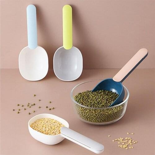 Multifunctional Dog Food Spoon Pet Feeding Spoon With Sealed Bag Clip Creative Measuring Cup Curved Design, Easy To Clean