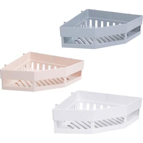 1Pc Bathroom Shelves Plastic Shelves Storage Shelf Free Perforation Strong Shower Kitchen Accessories Wall-mounted Storage Shelf