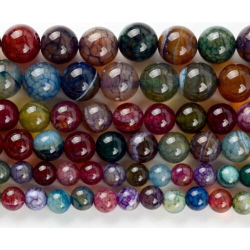 Natural Multicolor Tourmaline Dragon Agates Stone Round Loose Spacer Beads For Jewelry Making 6/8/10mm DIY Bracelet Handmade