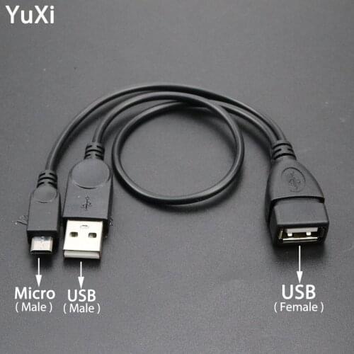 YuXi New Dual USB 2.0 Type A to USB Micro 5 Pin Type B x1 Y Data & Power Cable USB to 5P micro USB Adapter cable