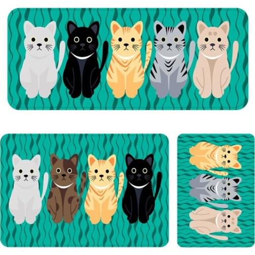 Novelty Cute Cat Print Bathroom Kitchen Carpet Hallway Welcome Floor Mat House Home Doormats Rug Living Room Anti-Slip Rug