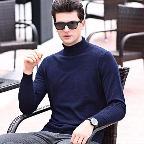 MRMT 2021 Brand New Autumn Winter Mens Turtleneck Sweater Thin Knitted Sweater for Male Pure Color Tops Sweater