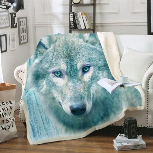 New winter wolf printed velvet blanket bedspread childrens sofa Sherpa Blanket Sofa quilt
