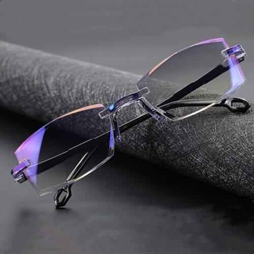 Anti Blue Frameless Reading GlassesTrimmed Magnification Eyewear +1.0 +1.5+2.0+2.5+3.0+3.5+4.0 Resistant To Bending Temples