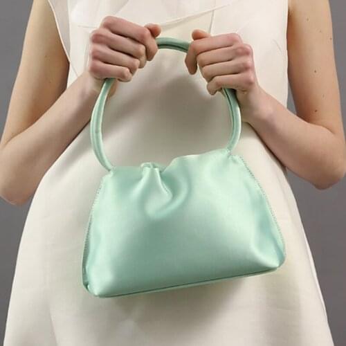 Luxury Folds small Solid Color Women Baguette Bags Silk Design Small Shoulder Bag Lady Vintage Handbag Female Tote Clutch Purse