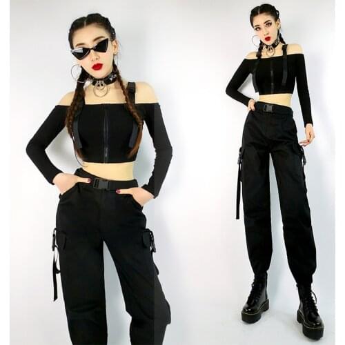 Stage Costumes For Singers Fashion Black Jazz Dancer Women Festival Outfit Lady Hip Hop Clothing Street Dancing Wear DNV13319