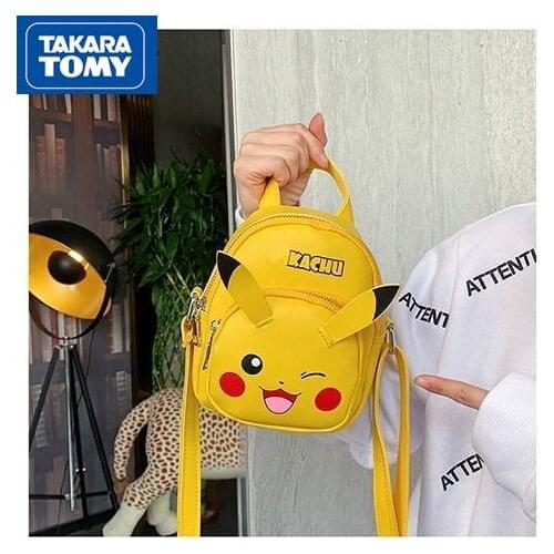 TAKARA TOMY Pokemon Pikachu Pu Zipper One-shoulder Portable Messenger Bag Cute Surrounding Doll Shoulder Bag