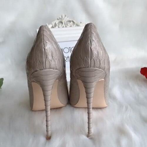 Top Gray Snake Heels Red Bottom Shoes with Sanke Stripe Women High Heeled Stilettos Spring Summer Party Shoes Daily Formal Pumps
