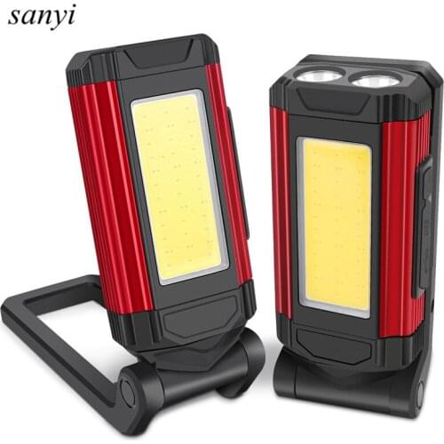 USB Rechargeable COB Work Light Super Bright LED Flashlight Portable Camping Light with Tail Magnet Type C Cable for Outdoor