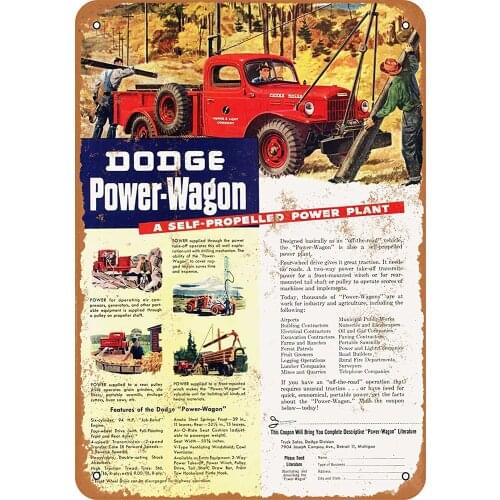 WallColor 8*12 Metal Sign 1946 Dodge PowerWagon Vintage Look