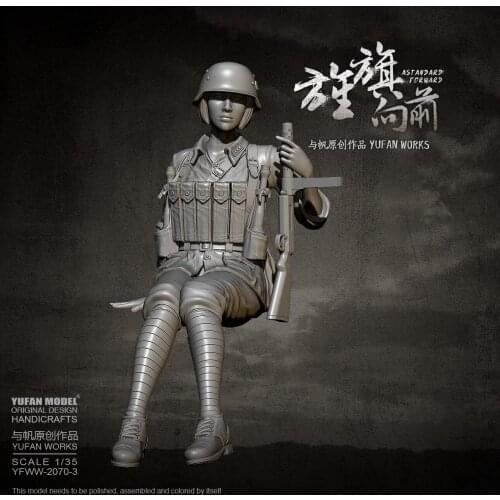 YUFAN MODEL 1/35 Resin figure kits Female soldier self-assembled YFWW-2070-3