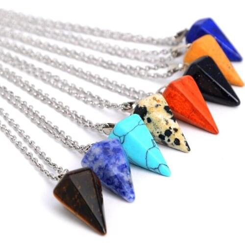 2016 New Trendy Colorful Natural Stone Pendant Necklace Silver color Women Necklace Girls Lady Necklace Valentines day Gift