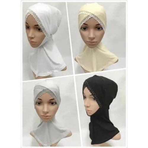 20 pieces/lot) 2016 new style assorted colors lace crossover ninja muslim underscarf caps XM155