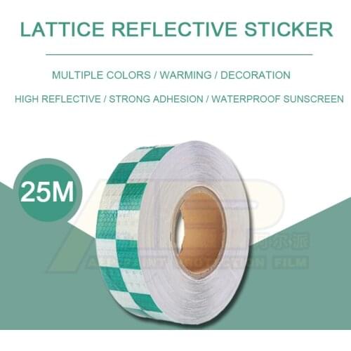 25m/Roll Green/White Car Reflective Tape Sticker Safety Mark Self Adhesive Warning Tape Motorcycle Bicycle Truck Decoration Tool