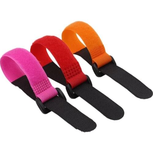 10Pcs 2*20cm Adhesive Loop Hook Reusable Fishing Rod Tie Holder Strap Hook and Loop Cable Ties Fastener Tape Cable Organizers