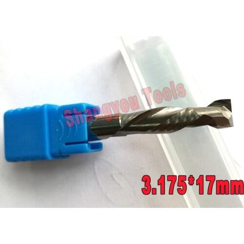 5pcs D3.175x17mm UP DOWN end mills Two Flutes Spiral Carbide Cutters for CNC Router, Compression Wood End Mill Cutter Bits