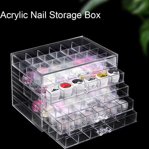 5 Layers Drawer Clear Acrylic Storage Box Nail Polish Rack Make Up Organizer Nail Art Rhinestone Jewelry Manicure Tools