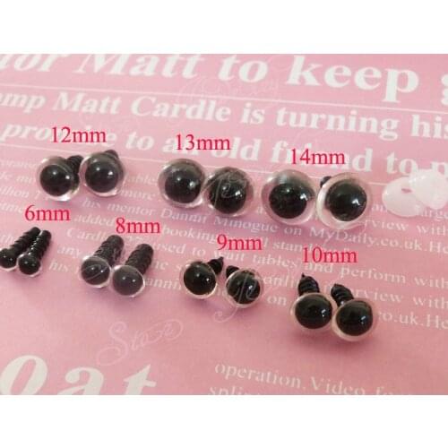 500pcs/lot Clear crystal toy eyes plastic round shape with washer for animal dolls accessories---6mm-8mm-9mm-10mm-12mm-13mm-14mm