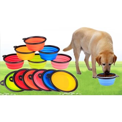 Pet Accessory Silicone Material Travel Camping Hiking Walking Dog Bowl Pet Feeder Raised Dog Bowl Travel