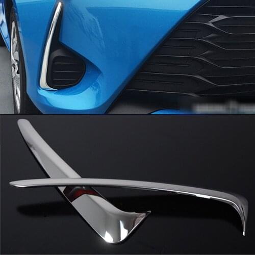 KOUVI Stainless Steel accessories Front Head Fog lamp light cover trim frame for 2017 2018 2019 Toyota Yaris Vitz 2pcs/set