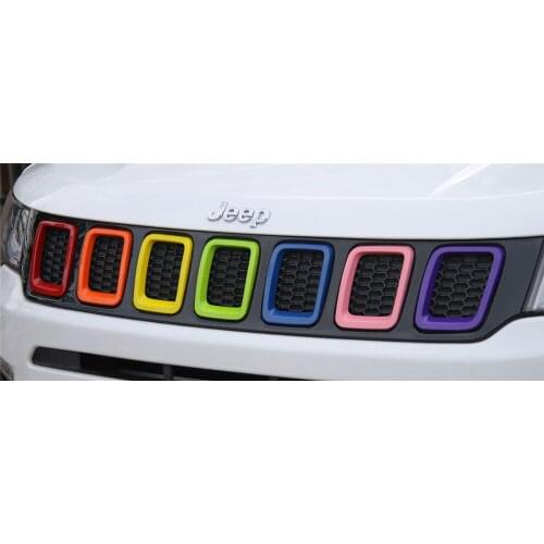 ABS Car Exterior Front Grilles Decoration Ring Cover Trim for For Jeep Compass 2017+ Car Accessories Stylish Decal Brand New