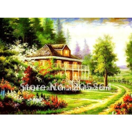 Free shipping beautiful villa beside graceful woods ,new material cushion cover,Wall hanging art picture