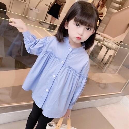 Girls Blouse Solid Color Girls Shirt Casual Style Childrens Blouse For Girls Spring Autumn Toddler Clothes Girls