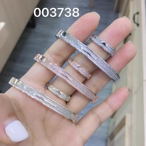 TIRIM NEW Trendy Belt Shape Bangle Ring for Women Cubic Zirconia Wedding Engage Bracelet Set Dubai Jewelry