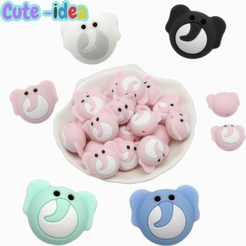 Cute-Idea 10PCs Elephant Beads Teether Nursing Pacifier Pearl DIY Accessories Chain BPA Free Chewable Teething Soft Baby Product
