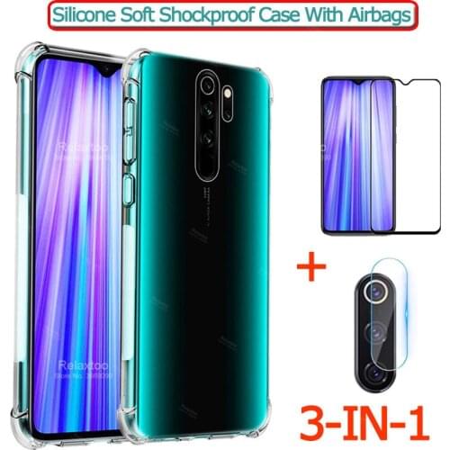 Camera glas+airbag case for xiaomi redmi note 8 pro soft clear anti-shock phone cases note 8pro чехол fundas redmi note8pro case