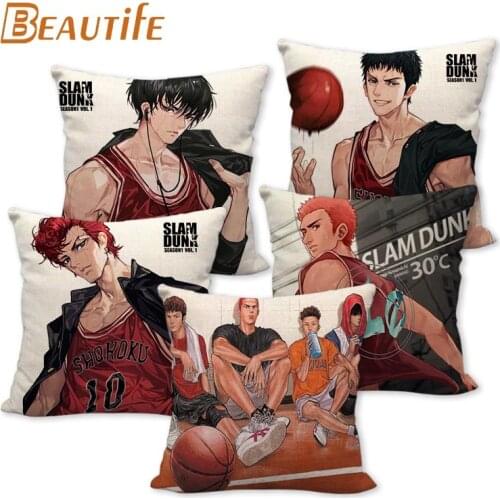 Custom SLAM DUNK Animation Boy Pillowcase 45X45cm Wedding Decorative Eco-Friendly Cotton Linen Fabric Pillow Case