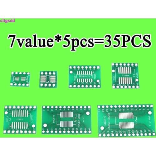 Cltgxdd 35pcs=7value*5pcs PCB Board Kit SMD Turn To DIP SOP MSOP SSOP TSSOP SOT23 8 14 16 20 24 28 SMT To DIP