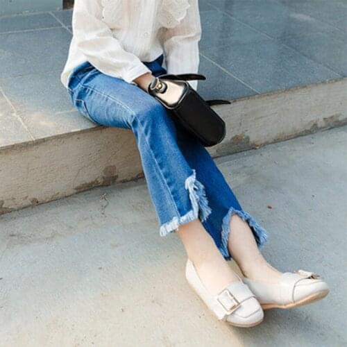 Childrens Wear Autumn Style New Childrens Jeans Big Girls Flared Horns Jeans Long Pants 3-12 Ages Blue Color