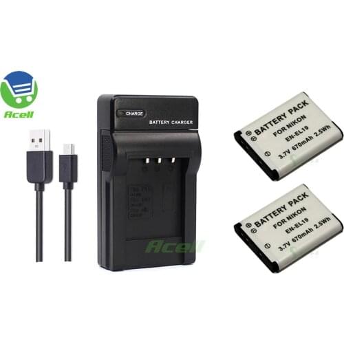 EN-EL19 Battery + USB Charger for Nikon COOLPIX A100 S6400 S4400 S4200 S4150 S3400 S3300 S3200 S2800 S2750 S2700 S2600 Camera