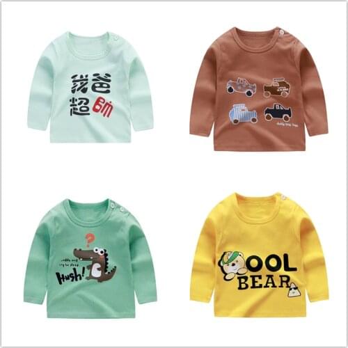 Kids Baby Girls Boys Long Sleeve Tops Cotton Round Neck Tee Shirt Toddler Spring And Autumn Clothes