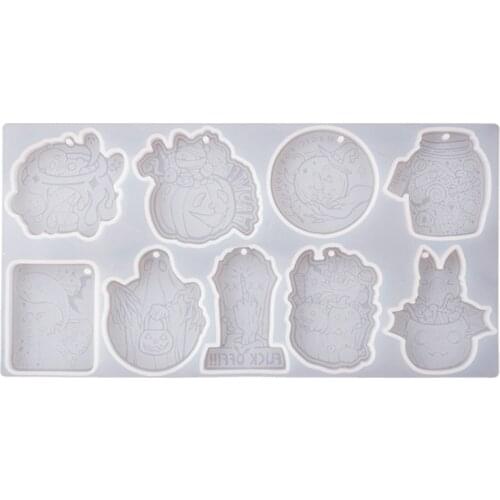 Halloween Pumpkin Cartoon Skull Keychain Epoxy Resin Mold Earrings Necklace Silicone Mould DIY Crafts Jewelry Pendants Casting