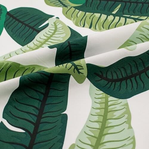 White background banana leaf print cotton fabric for dress tissus coton imprimé sewing telas algodon estampadas ткань au mètre