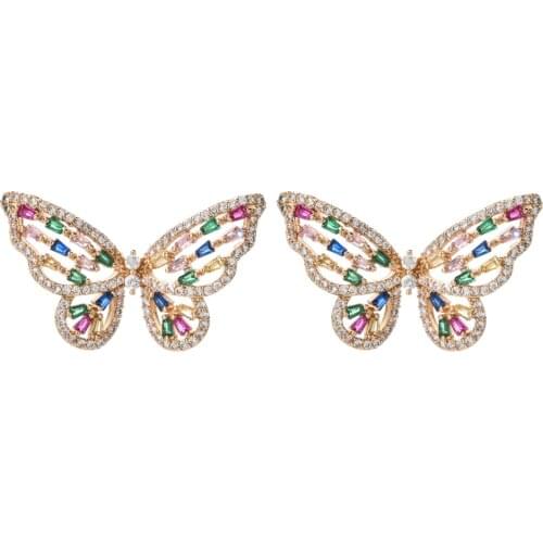 Korean Butterfly Earrings for Women Vintage Cute Stud Earrings Luxury Zircon Wedding Earrings 2019 Fashion Jewelry ER-415