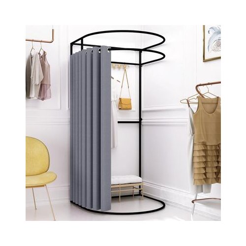 Clothing store fitting room shelf shopping mall temporary simple changing room movable portable floor type track curtain