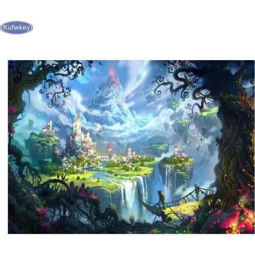 Needlework 3D DIY Diamond Painting cartoon castle,Full Diamond Embroidery Cross Stitch cartoon scenery Painting Home Decoration