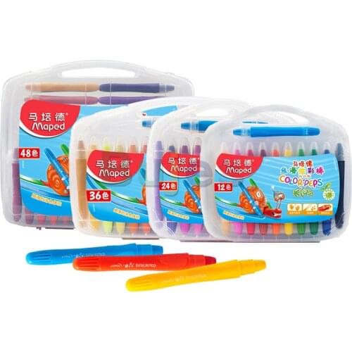 MAPED 6 / 12 / 24 / 36/48color thick and thin rod oil painting stick crayon set non toxic washable water soluble rotary crayon