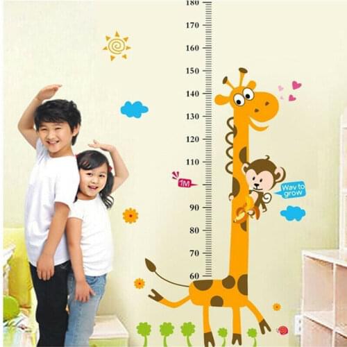 Deer Height Close Wall Sticker Kids Room Bedroom Baby Room Decor Cartoon Nursery Classrooms Height Measurement Mural