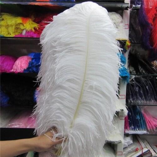 Hard rod natural 100pcs/lot white Ostrich Feathers 45-50cm /18"-20" Wedding Birthday Christmas Decorations Free Shipping